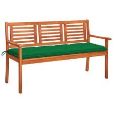 Banc de jardin 3 places avec coussin 150 cm Bois d'eucalyptus 9