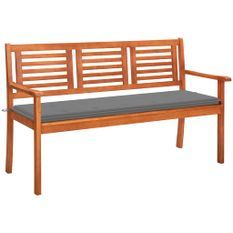 Banc de jardin 3 places avec coussin 150 cm Bois d'eucalyptus 2