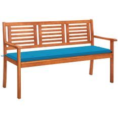 Banc de jardin 3 places avec coussin 150 cm Bois d'eucalyptus 27