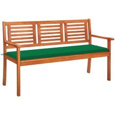 Banc de jardin 3 places avec coussin 150 cm Bois d'eucalyptus 4