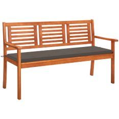 Banc de jardin 3 places avec coussin 150 cm Bois d'eucalyptus 17