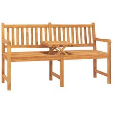 Banc de jardin 3 places avec table 150 cm Bois de teck massif