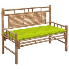 Banc de jardin avec coussin 120 cm Bambou 11