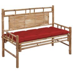 Banc de jardin avec coussin 120 cm Bambou 25