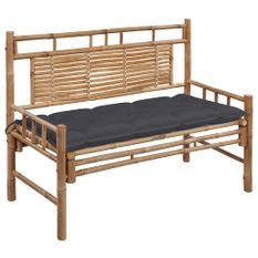 Banc de jardin avec coussin 120 cm Bambou 20