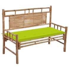 Banc de jardin avec coussin 120 cm Bambou 7