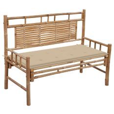 Banc de jardin avec coussin 120 cm Bambou 3