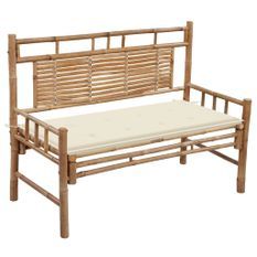 Banc de jardin avec coussin 120 cm Bambou 13