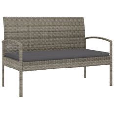 Banc de jardin avec coussin gris 105 cm résine tressée