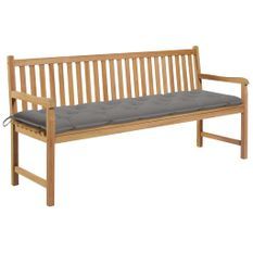 Banc de jardin avec coussin gris 175 cm Bois de teck massif 2
