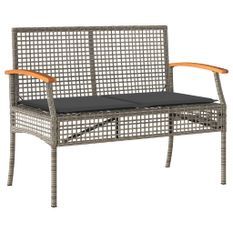 Banc de jardin avec coussin gris résine tressée et acacia