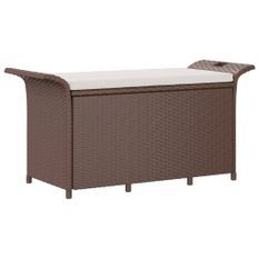 Banc de jardin avec coussin marron 116x46x57 cm résine tressée