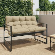 Banc de jardin avec coussin taupe 113 cm acier