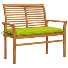 Banc de jardin avec coussin vert vif 112 cm Bois de teck massif 2