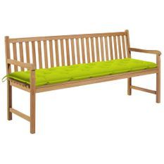 Banc de jardin avec coussin vert vif 175 cm Bois de teck massif 2