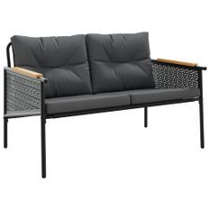 Banc de jardin avec coussins 116 cm noir acier