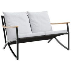 Banc de jardin avec coussins 120 cm noir acier