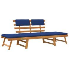 Banc de jardin avec coussins 2-en-1 190 cm Bois solide d'acacia 2