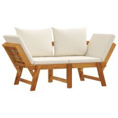 Banc de jardin avec coussins 2 en 1 bois d'acacia massif