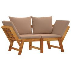 Banc de jardin avec coussins 2 en 1 bois d'acacia massif