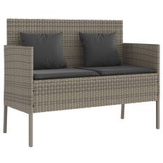 Banc de jardin avec coussins gris résine tressée