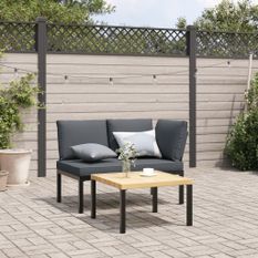 Banc de jardin avec coussins noir aluminium