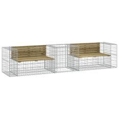 Banc de jardin avec panier en gabion bois de pin imprégné