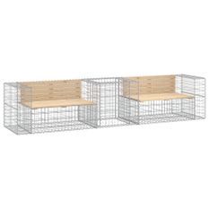 Banc de jardin avec panier en gabion bois massif de pin