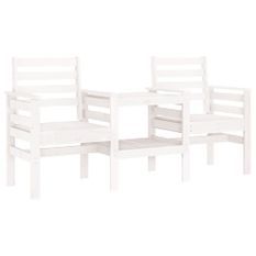 Banc de jardin avec table 2 places blanc bois massif de pin