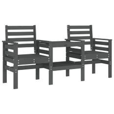 Banc de jardin avec table 2 places gris bois massif de pin