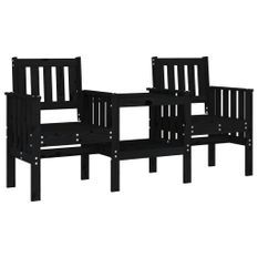 Banc de jardin avec table 2 places noir bois massif de pin