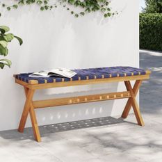 Banc de jardin bleu foncé bois massif d'acacia et tissu