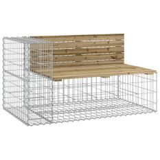 Banc de jardin design gabion 122x71x65,5cm bois de pin imprégné