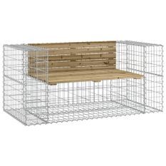 Banc de jardin design gabion 143x71x65,5cm bois de pin imprégné