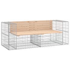 Banc de jardin design gabion 184x71x65,5 cm bois massif de pin