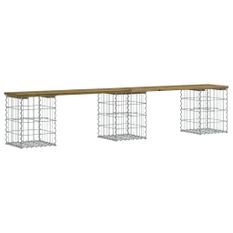 Banc de jardin design gabion 203x31x42 cm bois de pin imprégné