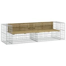 Banc de jardin design gabion 244x71x65,5cm bois de pin imprégné