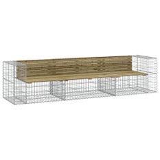 Banc de jardin design gabion 287x71x65,5cm bois de pin imprégné