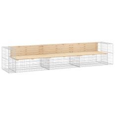 Banc de jardin design gabion 347x71x65,5 cm bois massif de pin