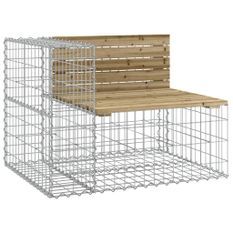 Banc de jardin design gabion 92x71x65,5cm bois de pin imprégné