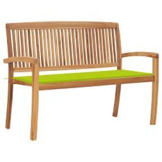 Banc de jardin empilable et coussin 128,5cm Bois de teck massif 6