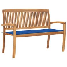 Banc de jardin empilable et coussin 128,5cm Bois de teck massif 5