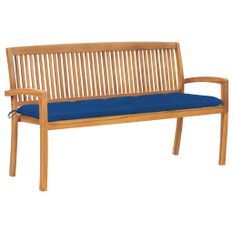 Banc de jardin empilable et coussin 159 cm Bois de teck massif 27