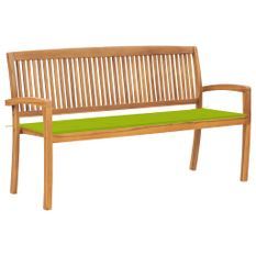 Banc de jardin empilable et coussin 159 cm Bois de teck massif 18
