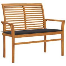 Banc de jardin et coussin anthracite 112 cm Bois de teck massif 2