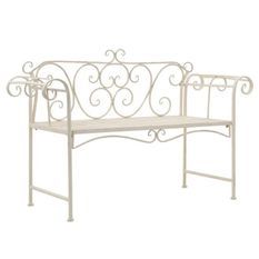 Banc de jardin métal antique blanc Break 132 cm