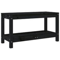 Banc de jardin noir 82,5x35x45 cm bois massif de pin