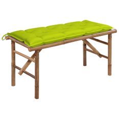 Banc de jardin pliable avec coussin 118 cm Bambou 14