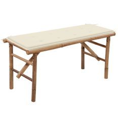 Banc de jardin pliable avec coussin 118 cm Bambou 24