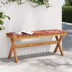 Banc de jardin rouge bois massif d'acacia et tissu